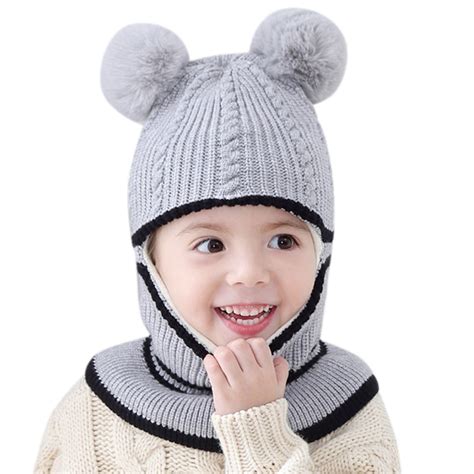 Kids Winter Hat Kids Winter Hat Scarf Earflap Hood Skull Caps Cute Hat ...