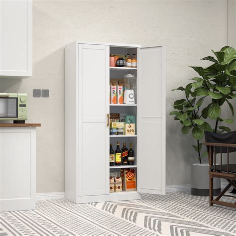 Latitude Run® 71" Tall Pantry Storage Metal Cabinet with Doors and Shelves, Kitchen Cupboard ...