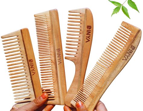 Neem Wood Comb Set for Hair Growth & Frizz Control