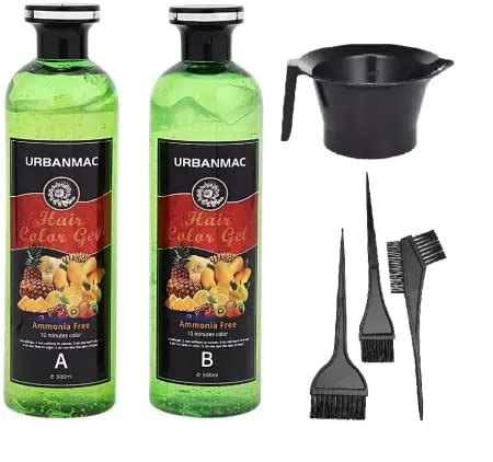URBANMAC Fruit Vinegar Hair Color Black Gel With Dye Brush and Mixing ...