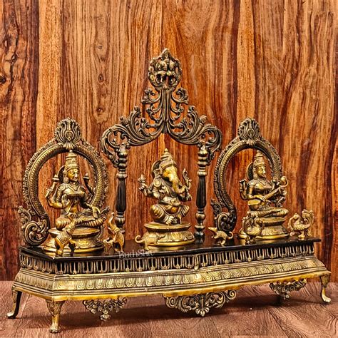 Buy Ganesha Lakshmi Saraswati Idol Set 21" - Budhshiv.com