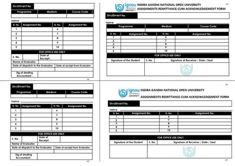 Image result for Ignou Assignment Remittance Form
