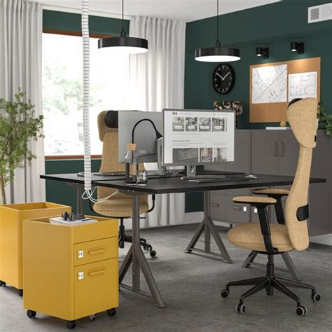 IDÅSEN desk, black/dark grey, 160x80 cm (63x311/2") - IKEA