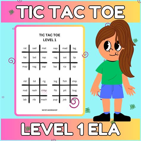 Tic Tac Toe Level 1 Vocabulary Words Game Activity and Word List ELA ...