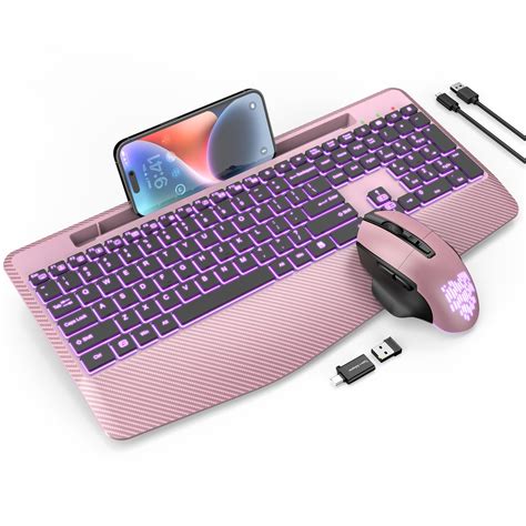 Wireless Keyboard and Mouse Backlits, Wrist Rest, Jiggler Mouse ...