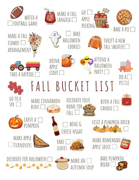 Printable Fall Bucket List - Etsy | Fall fun, Fall bucket list, Fun ...