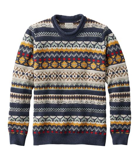 Men's L.L.Bean Organic Cotton Waffle Sweater, Crewneck, Fair Isle ...
