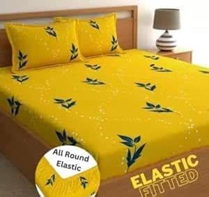 Buy Madhu Textiles 188 TC Cotton Elastic Fitted Bedsheet Queen Size ...