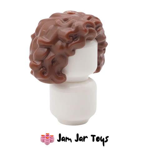 LEGO Mid-Length Curly Reddish Brown Hair, Centre Parting FPH196