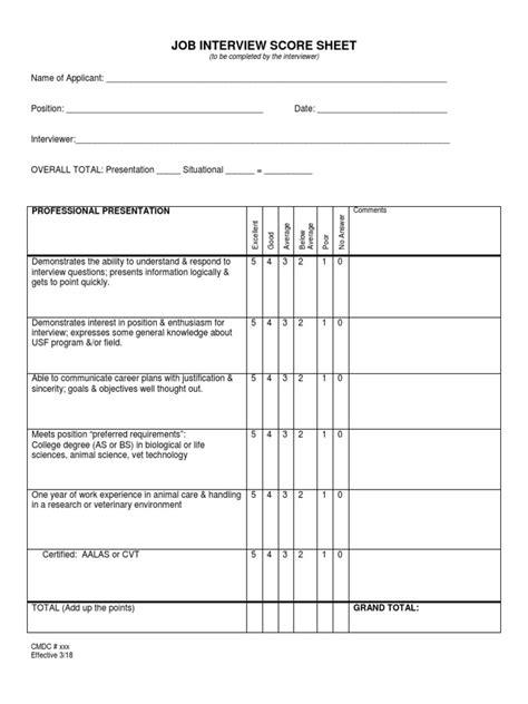 Sample Interview Scoresheet 的图像结果