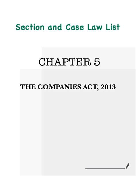 Companies act section and cls - Section and Case Law List CHAPTER 5 THE ...