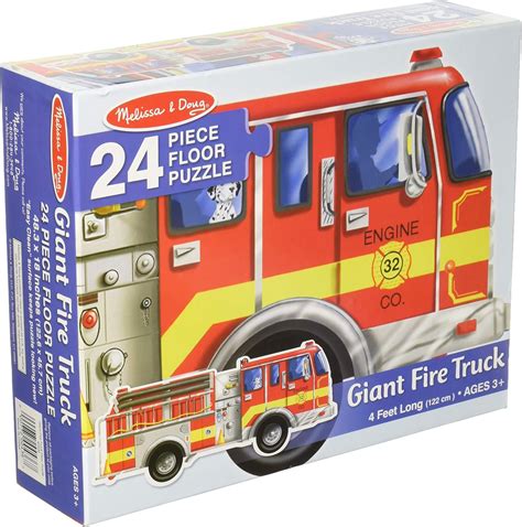 Amazon.com: Melissa & Doug Giant Fire Truck Floor Puzzle 24 piece ...