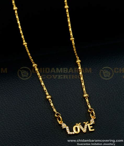 Buy Latest White Stone Love Locket Chain Gold Design for Daily Use