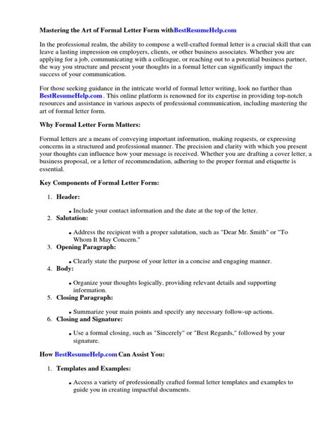 Proper Form Letter Format 的图像结果