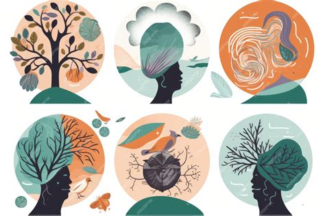 Premium Photo | Collection of mental health symbols each with its own ...