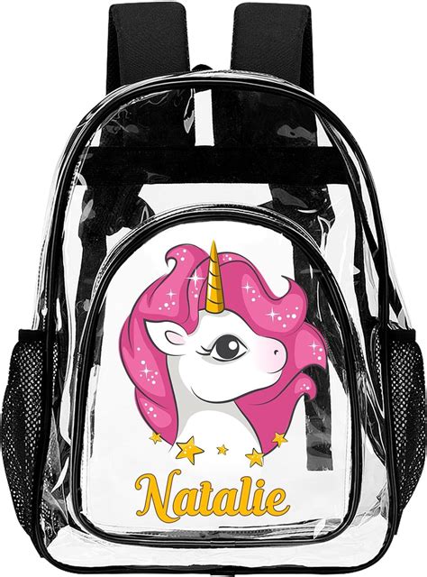 Amazon.com | azalano Personalized Clear Backpack for Boys and Girls ...