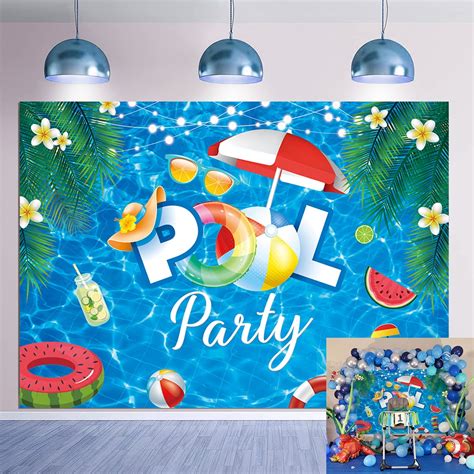 7×5FT Pool Party Backdrop Summer Hawaii Backdrop Beach Birthday ...