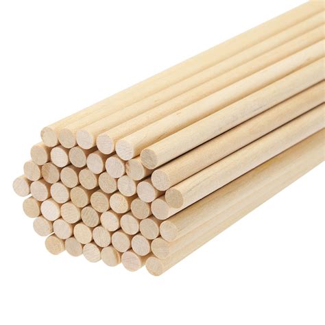 50Pcs Round Wood Sticks 1/3x12" Dowel Rod Unfinished Hardwood Stick ...
