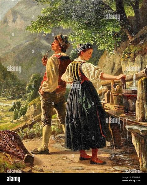 Josef Schex - The Lovers Quarrel 1864 Stock Photo - Alamy