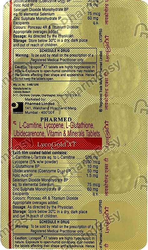 Buy Lycogold Xt Strip Of 10 Tablets Online at Flat 15% OFF | PharmEasy