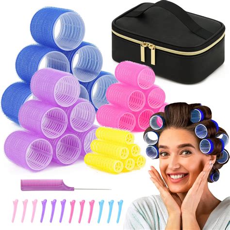 Amazon.com : Hair Rollers Set with Free Cosmetic Bag - Sooninno Self ...