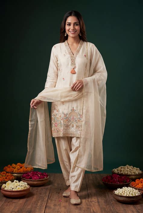 Pearl Ivory Viscose Silk Kurta Set