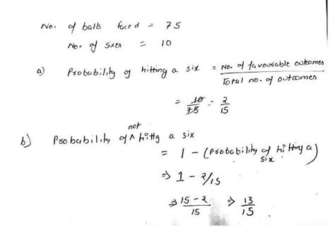 A batsman the find Six (6) faced Probablity not does 75 balls that hits ...
