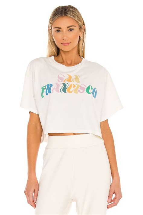 DAYDREAMER San Francisco Boxy Crop Tee in Stone Vintage | REVOLVE