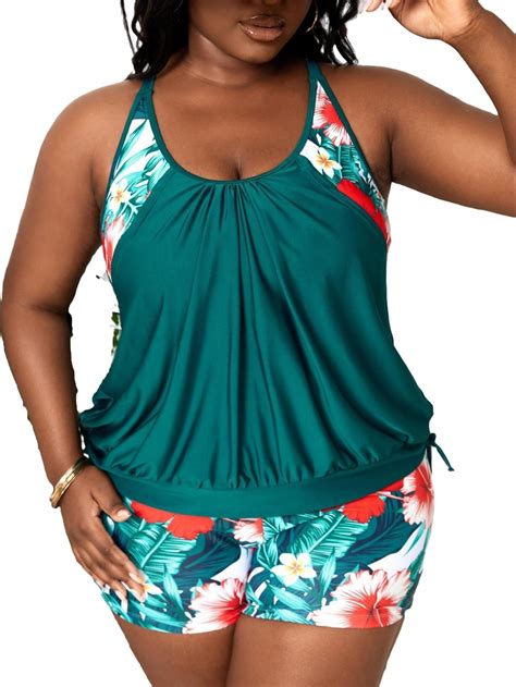 Scoop Neck Multicolor Plus Size Tankinis (Women's Plus) - Walmart.com