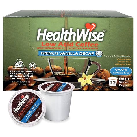 Amazon.com: Healthwise French Vanilla Decaf Low Acid Coffee K-Cups - Swiss Water Process - Acid ...