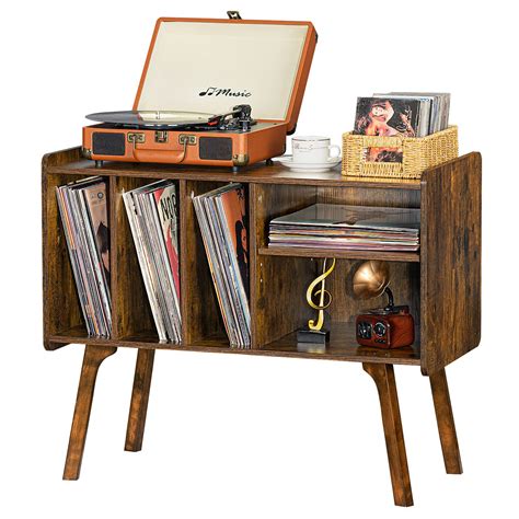Lerliuo Record Player Stand with 4 Cabinet Holds Up to 220 Albums ...