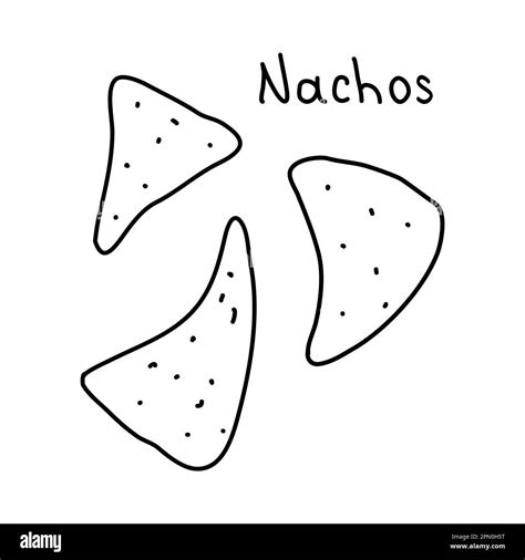 Mexican corn chips nachos or tortilla chips, doodle style flat vector ...