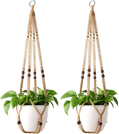 Mkouo 2 Pcs Plant Hangers Hanging Basket for Indoor Planter Flower Pot ...