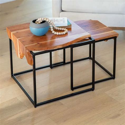 Gavino Waterfall Nesting Tables Set Of 2 – Nismaaya Decor