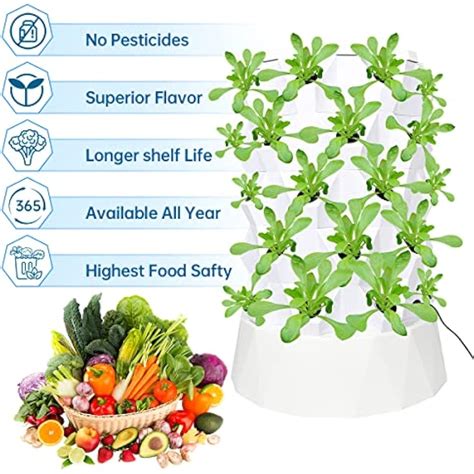 ZXMT 40 Pots Hydroponics Tower Aquaponics Grow India | Ubuy