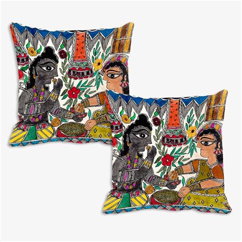 Buy Samants Madhubani Cushion Cover 12 x 12 inches Online at Low Prices ...
