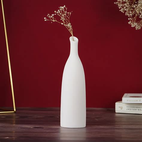 White Ceramic Vase with Narrow Neck – Minimalist Home Decor – The ...