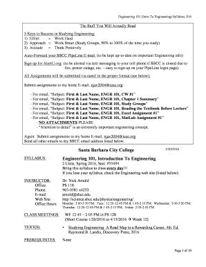 Fillable Online Santa Barbara City College Engineering 101 ...