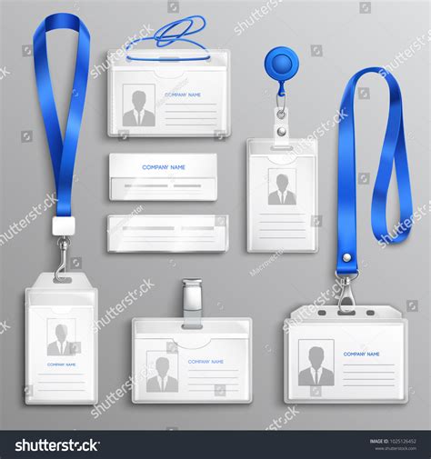 Clear Plastic Badges Id Cards Holders Stock Vector (Royalty Free ...