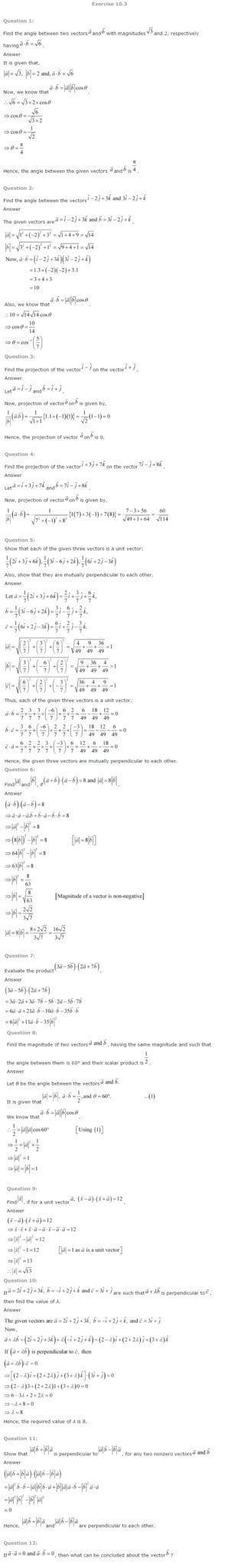 Image result for Class 12 Math Vector Algebra Solutions