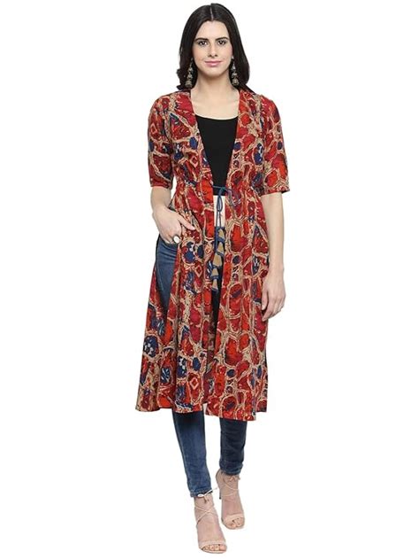 INDIBELLE Women's Rayon V-Neck Shrug (IBCP255ML_S_Multicolor_S ...