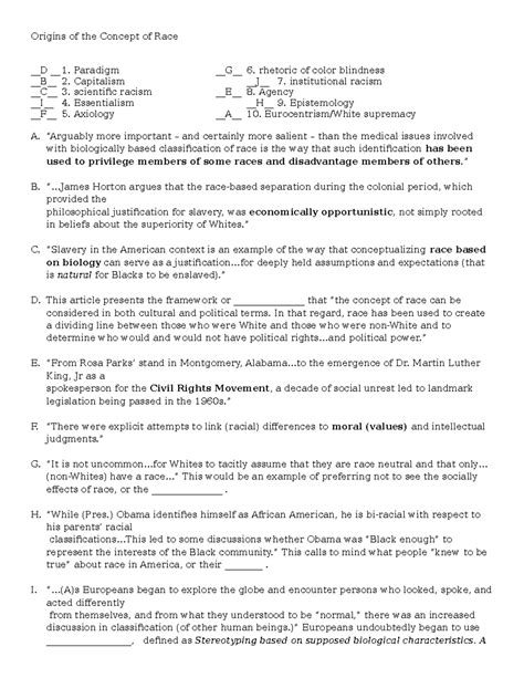 MEDH - Origins of the Concept of Race - Origins of the Concept of Race __D __ 1. Paradigm G 6 ...