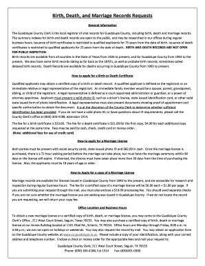 Fillable Online Birth, Death, and Marriage Records Requests Fax Email ...