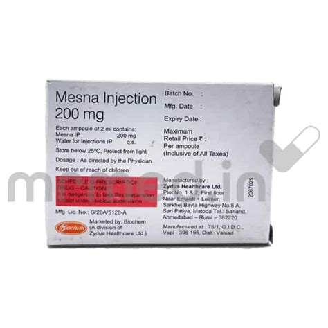 Buy Mesna 200mg Injection Online: Uses, Price, Dosage, Instructions ...