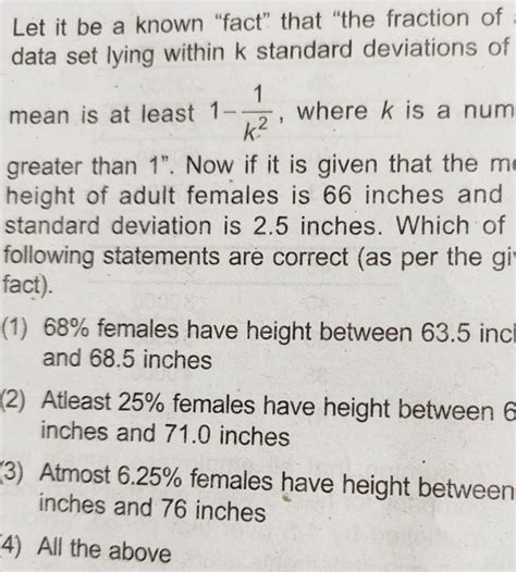 Let it be a known "fact" that "the fraction of any data set lying ...