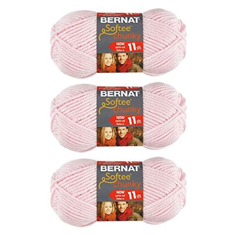 Bernat 16112828418-B Softee Chunky Yarn (3 Ball Pack), Baby Pink, 3 ...