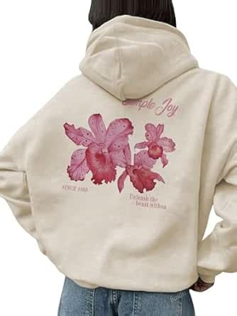Buy SXV STYLE Simple Joy Women's White Floral Hoodie, Cotton Blend ...