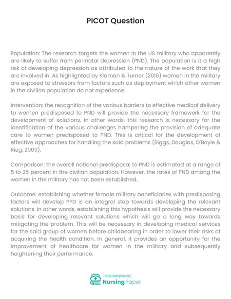 Image result for Picot Statement Example