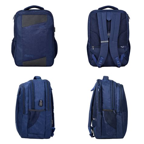 Liberty Vertex Navy Blue Backpack | 25L Laptop Backpack with USB ...