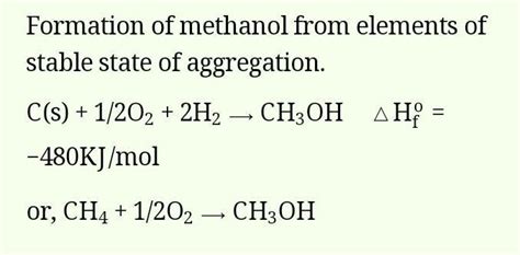 If DfH^o of methanol, CH3OH is - 480kJ/mol , what is the thermo ...